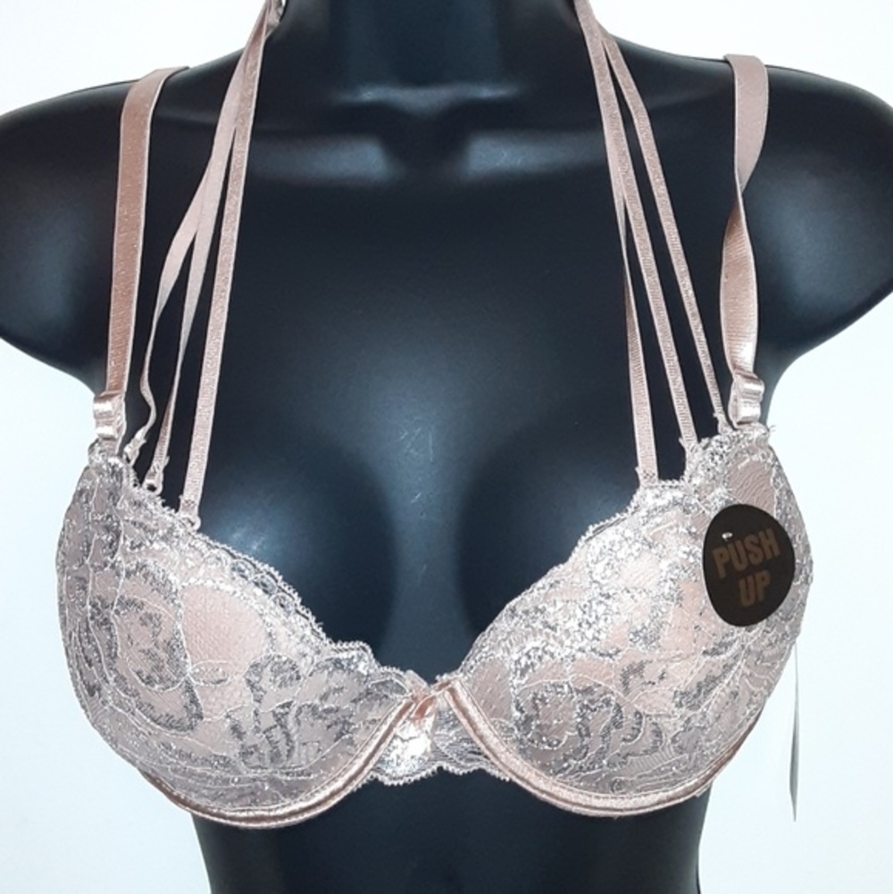 Youmita 40C Tuscany Metallic Lace Strappy Bra NWT